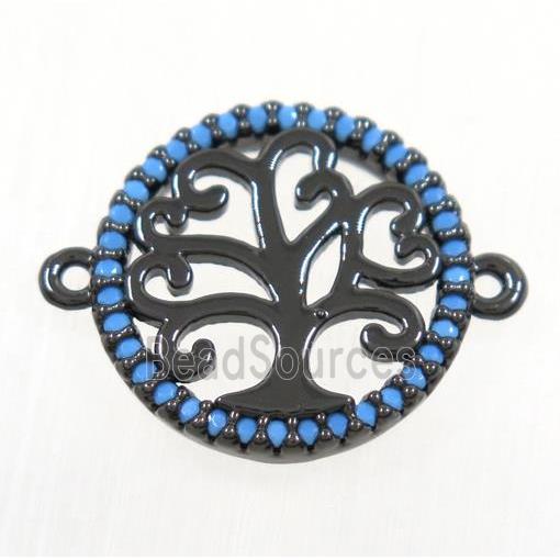 copper Tree Of Life connector paved zircon, black plated