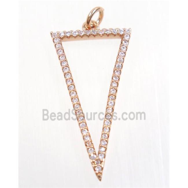 copper Triangle pendant paved zircon, rose gold