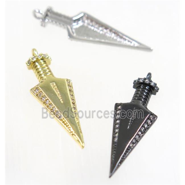 copper Arrowhead pendant paved zircon, mix color