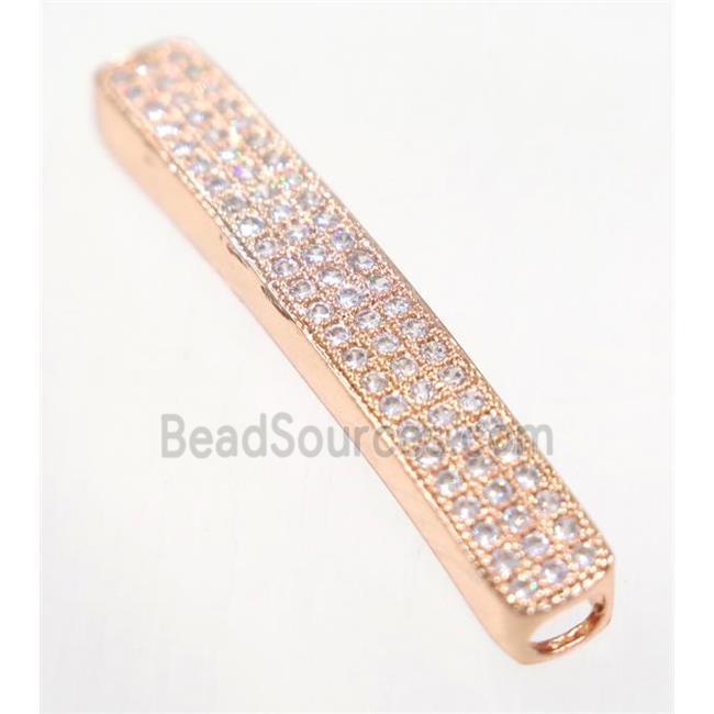 curving copper tube beads paved zircon, rose gold