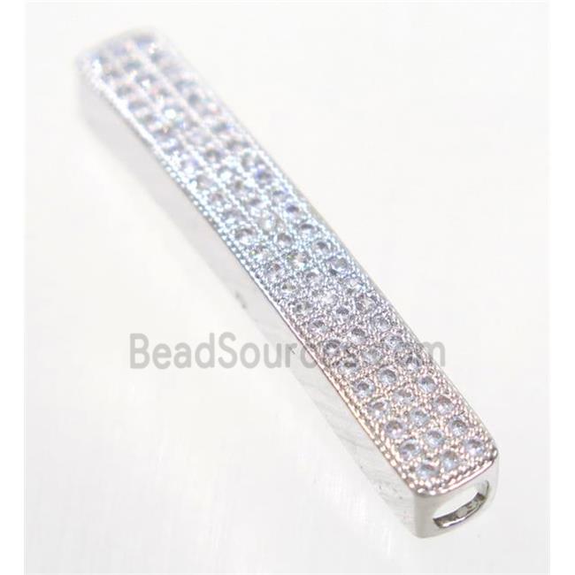 curving copper tube beads paved zircon, platinum plated