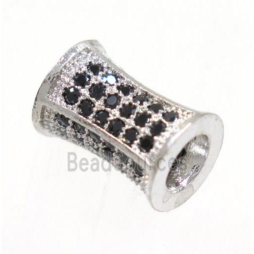 copper bamboo beads paved zircon, platinum plated