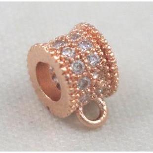 copper hanger bail pave zircon, rose gold