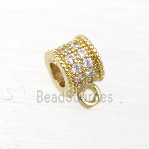 copper hanger bail pave zircon, gold plated