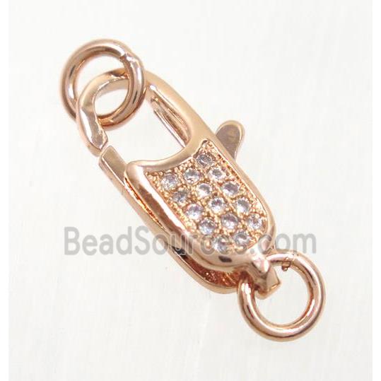 copper clasp pave zircon, rose gold