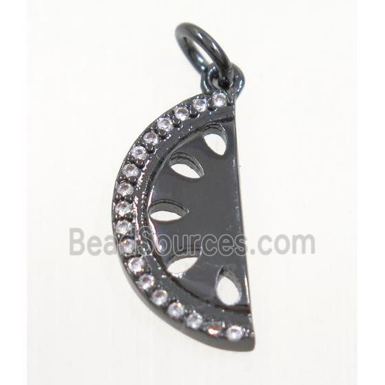 copper moon pendant paved zircon, black plated