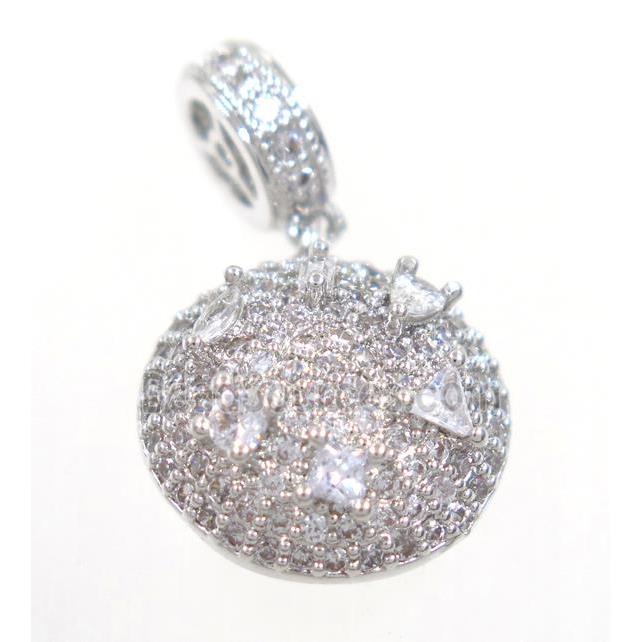 copper pendant paved zircon, platinum plated