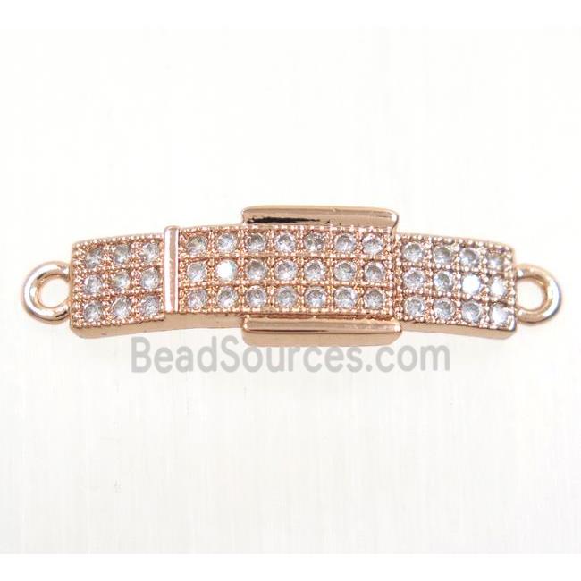 copper Buckle connector paved zircon, rose gold