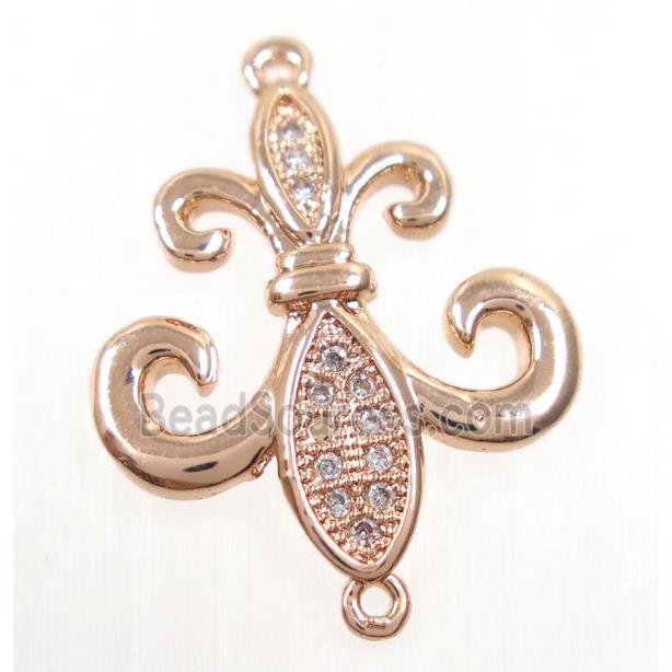 copper anchor connector paved zircon, rose gold