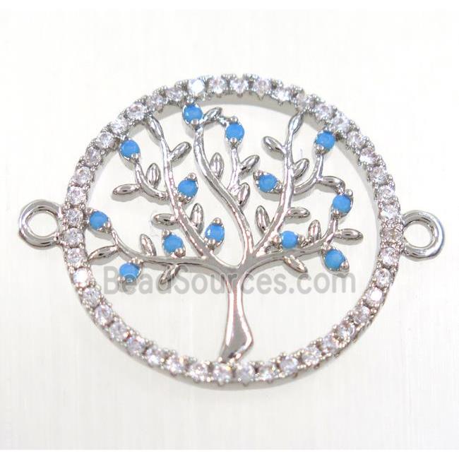 tree of life connector paved zircon, copper, platinum plated