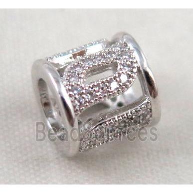 Zircon copper spacer bead, platinum plated