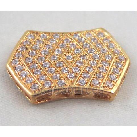 Zircon copper spacer bead, gold plated