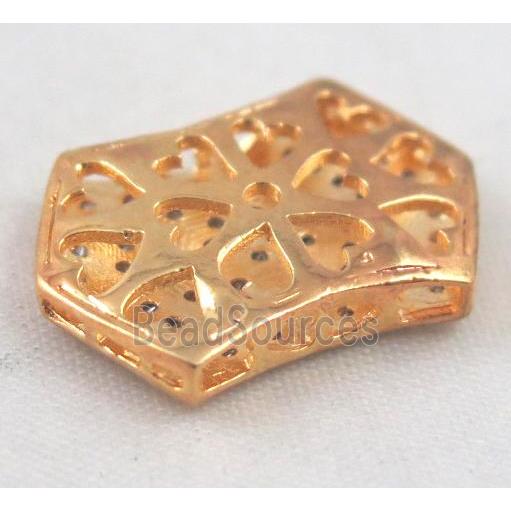 Zircon copper spacer bead, gold plated