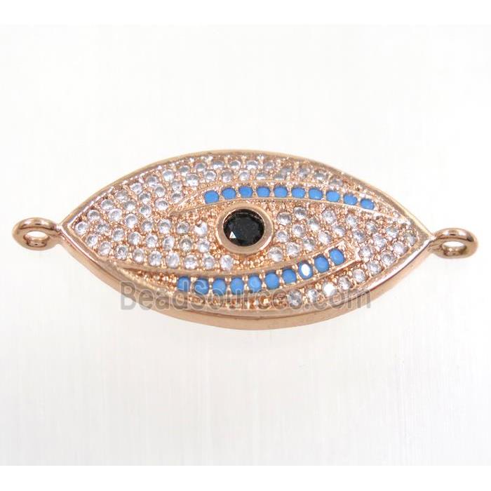 copper eye connector paved zircon, rose gold