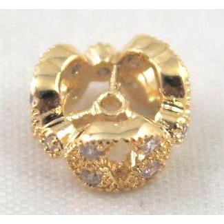 Zircon copper spacer bead, gold plated