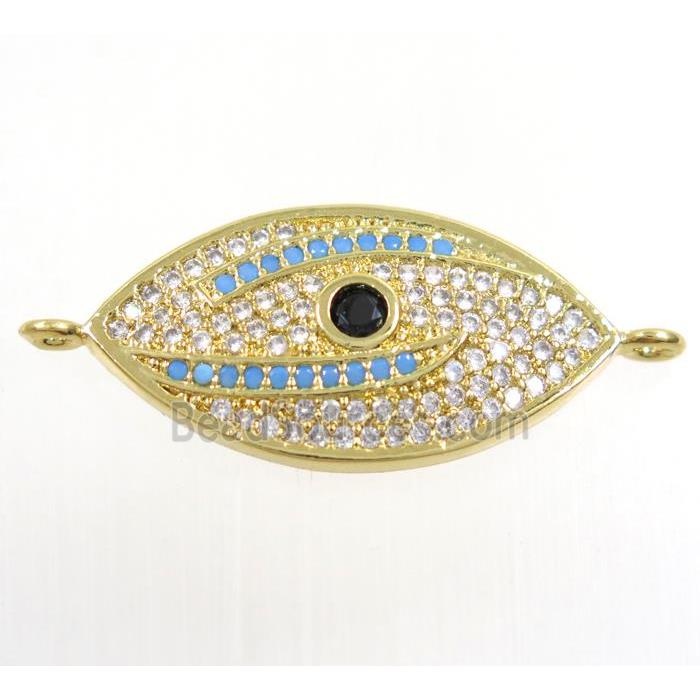 copper eye connector paved zircon, gold plated