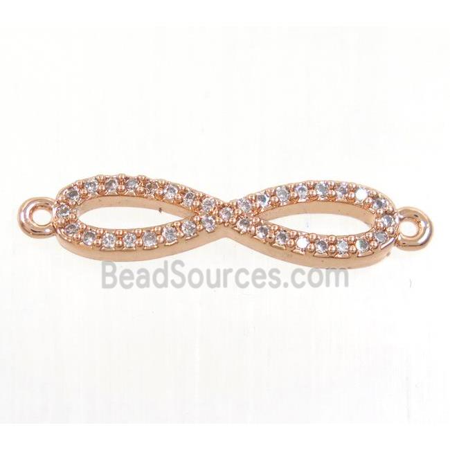 copper infinity connector paved zircon, rose gold