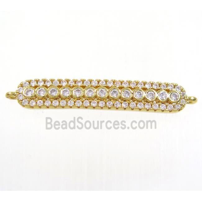 copper stick connector paved zircon, gold plated