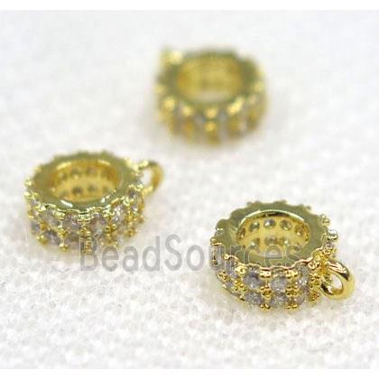 copper hanger bail pave zircon, gold plated
