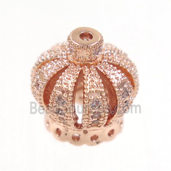 copper crown tassel bail paved zircon, rose gold