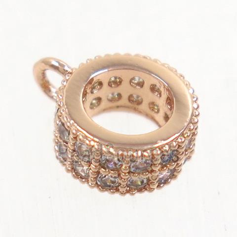 copper hanger bail paved zircon, rose gold