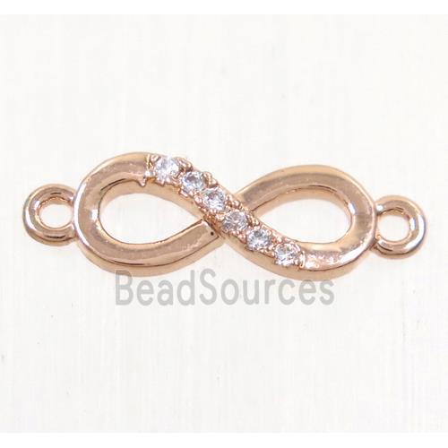 copper infinity connector paved zircon, rose gold