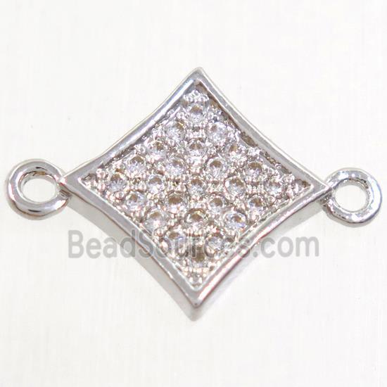 copper star connector paved zircon, platinum plated