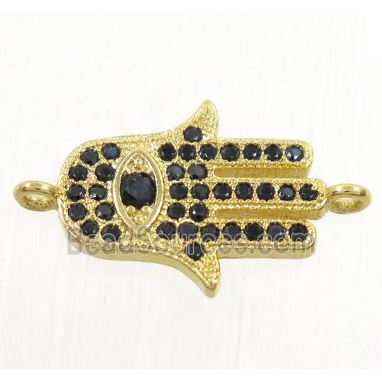 copper hamsahand connector paved zircon, rose gold