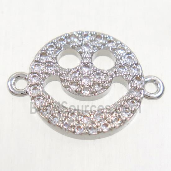 copper Emoji connector paved zircon, platinum plated