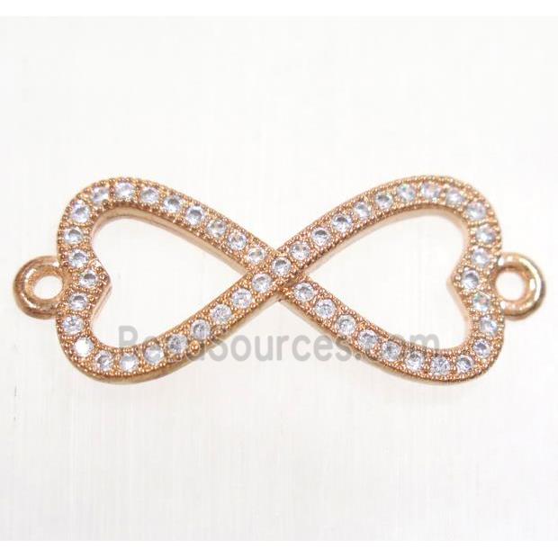 copper infinity connector paved zircon, rose gold