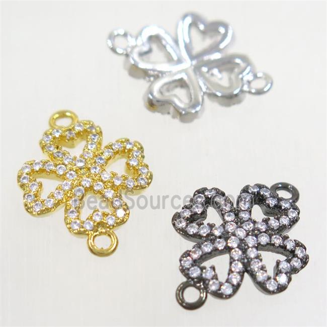 copper four-leaf clover connector paved zircon, mix color