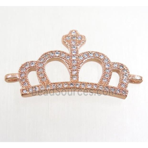 copper crown connector paved zircon, rose gold