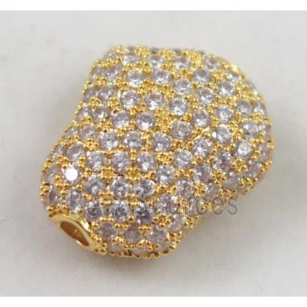 copper spacer bead paved zircon, gold plated