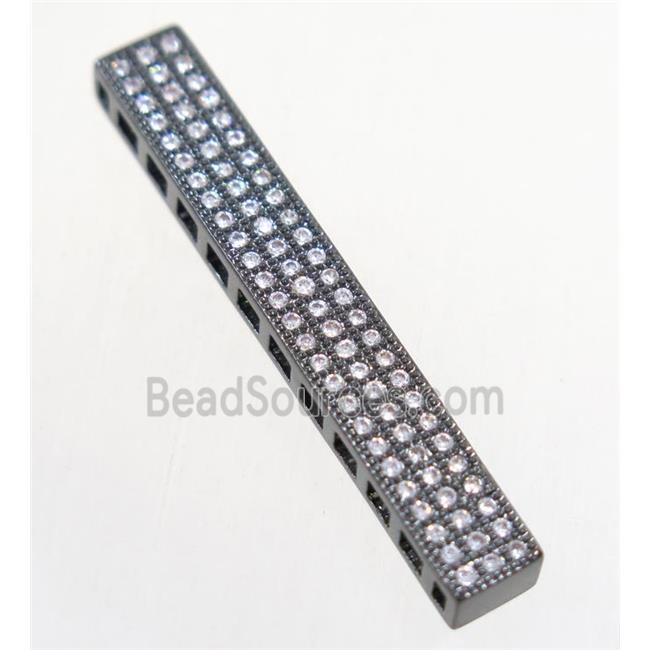 copper rectangle beads paved zircon, black plated