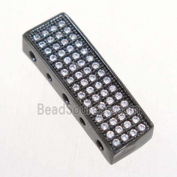 copper rectangle beads paved zircon, black plated