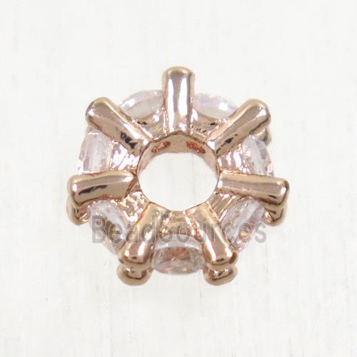 copper beads paved zircon, rose gold