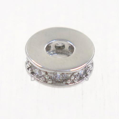 copper heishi bead paved zircon, platinum plated