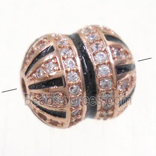 copper cucurbit beads paved zircon, rose gold