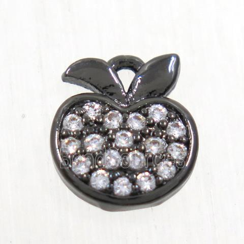 copper apple pendant paved zircon, black plated