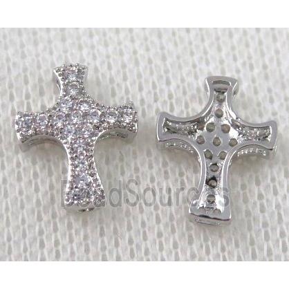 copper spacer bead paved zircon, cross