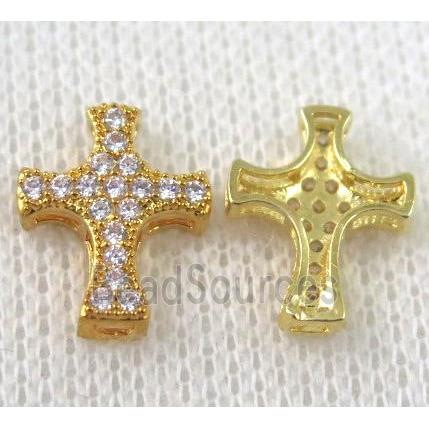 copper spacer bead paved zircon, cross