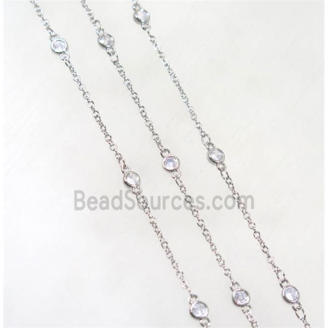 copper chain paved zircon, platinum plated