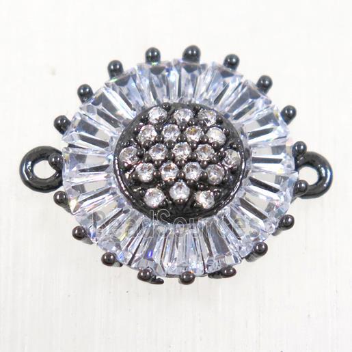 copper sunflower connector paved zircon, black plated