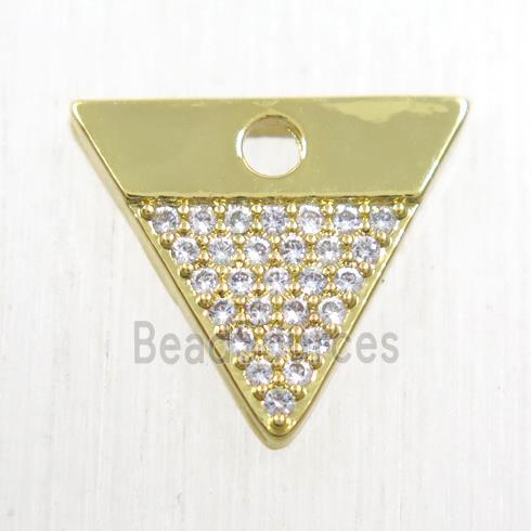 copper triangle pendant paved zircon, gold plated