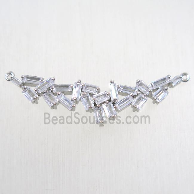 copper connector paved zircon, platinum plated