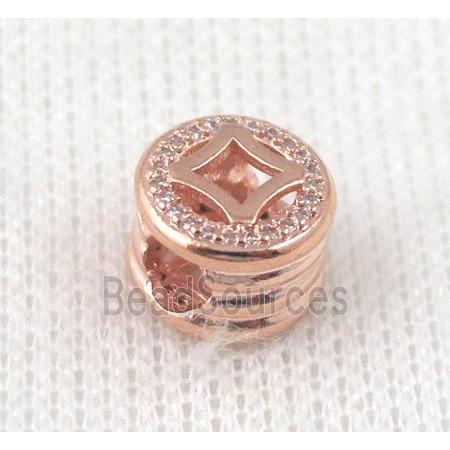 copper bead pave zircon, rose gold plated