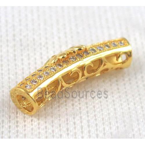 copper bracelet bar pave zircon, gold plated