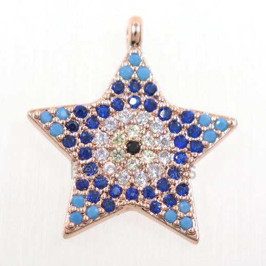 copper star pendant paved zircon, rose gold