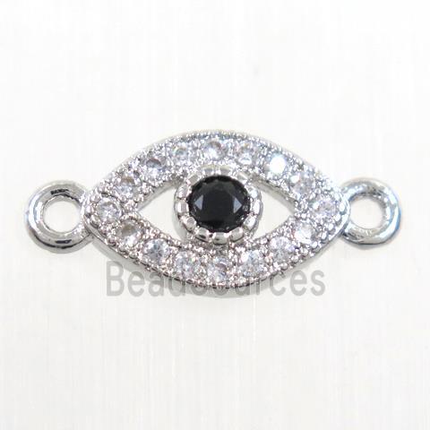 copper eye connector paved zircon, platinum plated