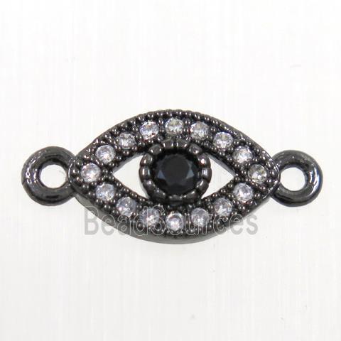 copper eye connector paved zircon, black plated